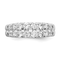Sterling Silver Rhodium-plated 2-Row CZ Ring view 5