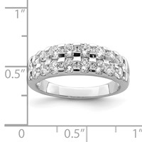 Sterling Silver Rhodium-plated 2-Row CZ Ring view 3