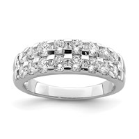Sterling Silver Rhodium-plated 2-Row CZ Ring view 1