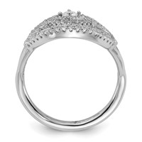 Sterling Silver Rhodium-plated CZ Filigree Oval Ring view 2