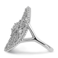 Sterling Silver Rhodium-plated CZ Filigree Oval Ring view 4