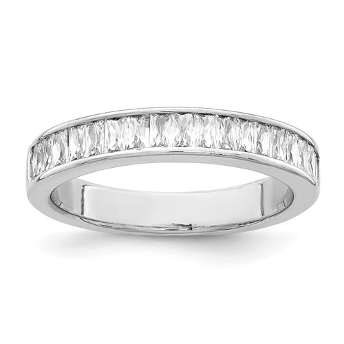 Sterling Silver Rhodium Plated CZ Ring