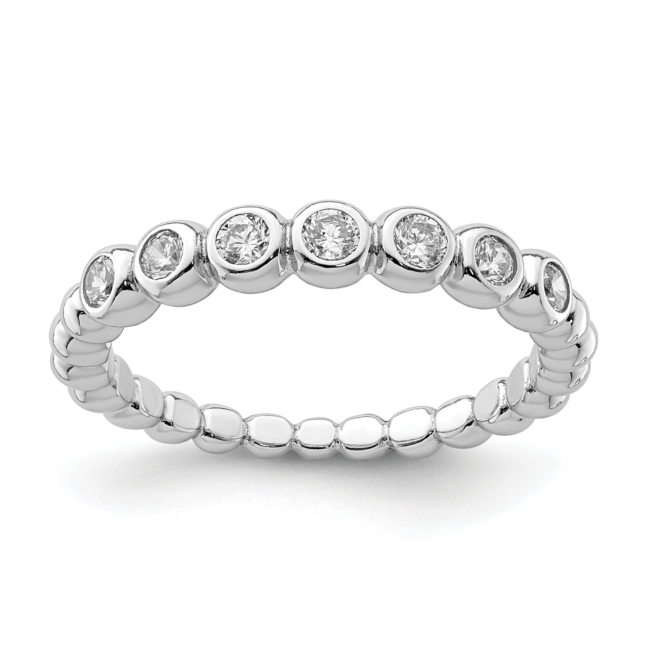 Sterling Silver Rhodium Plated CZ Ring (QR6924-6)