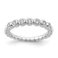 Sterling Silver Rhodium Plated CZ Ring view 1