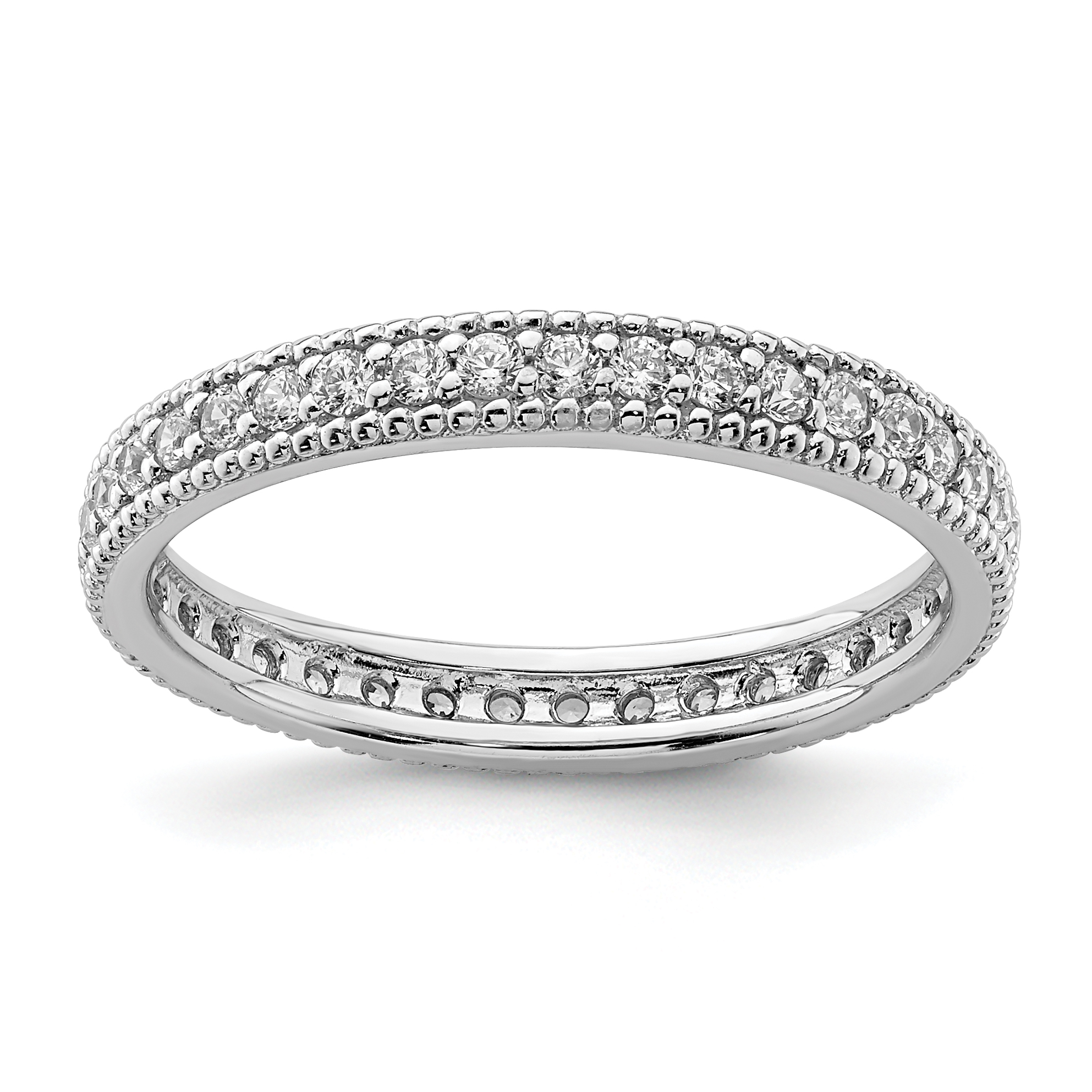 Sterling Silver Rhodium Plated CZ Ring (QR6925-7)