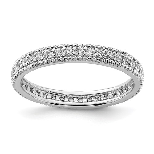 Sterling Silver Rhodium Plated CZ Ring