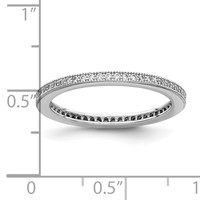 Sterling Silver Rhodium-plated Polished CZ Eternity Band view 4