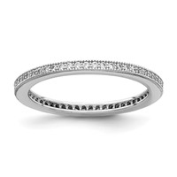 Sterling Silver Rhodium-plated Polished CZ Eternity Band view 1