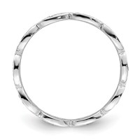 Sterling Silver Rhodium-plated Fancy Scalloped CZ Band view 2