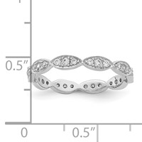 Sterling Silver Rhodium-plated Fancy Scalloped CZ Band view 3