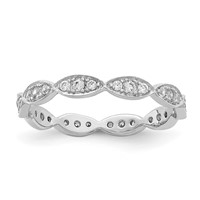 Sterling Silver Rhodium-plated Fancy Scalloped CZ Band view 1