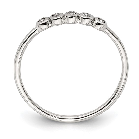 Sterling Silver Rhodium-plated 5-Bezel CZ Ring