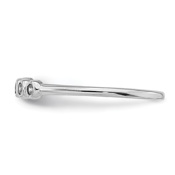 Sterling Silver Rhodium-plated 5-Bezel CZ Ring