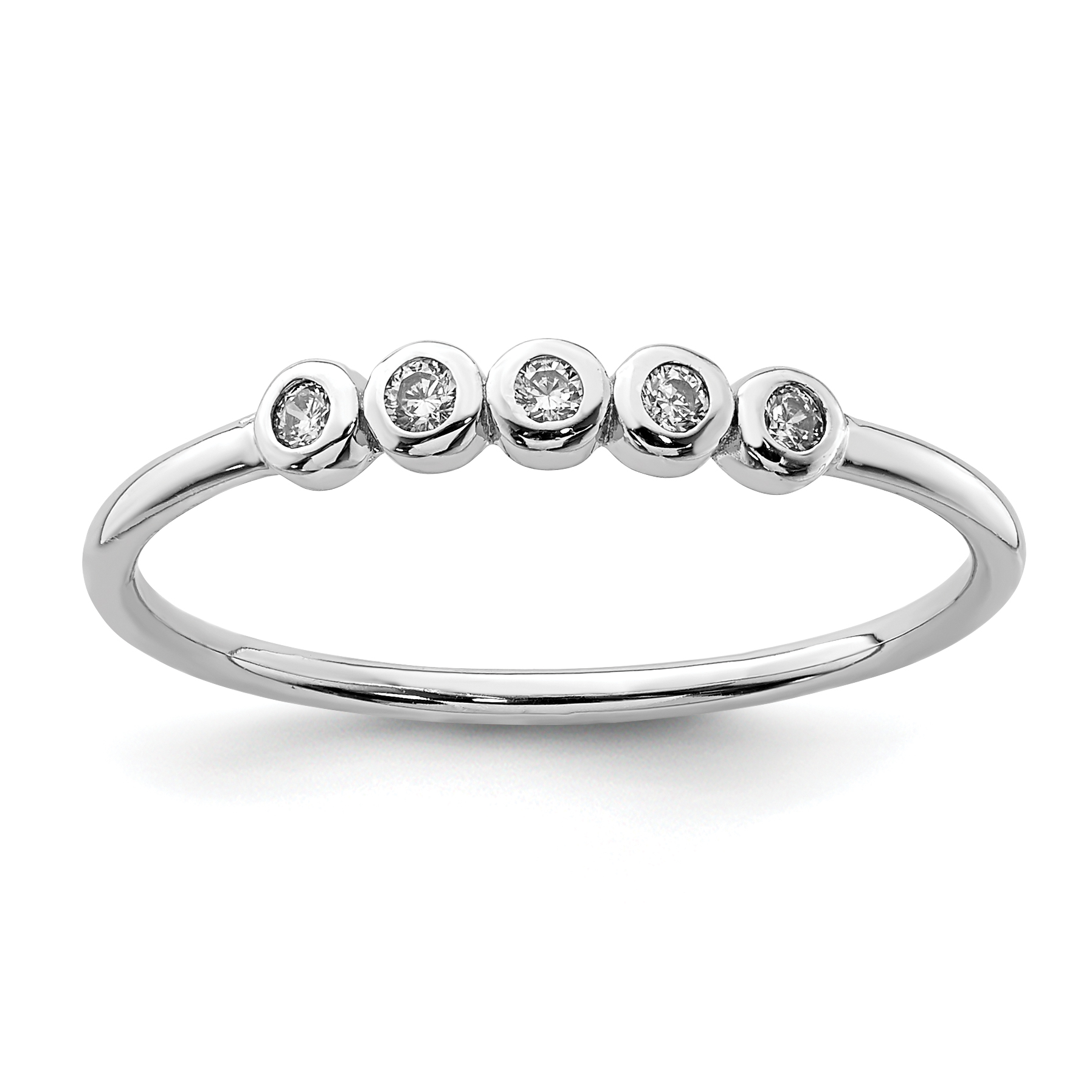 Sterling Silver Rhodium-plated 5-Bezel CZ Ring (QR6929-6)