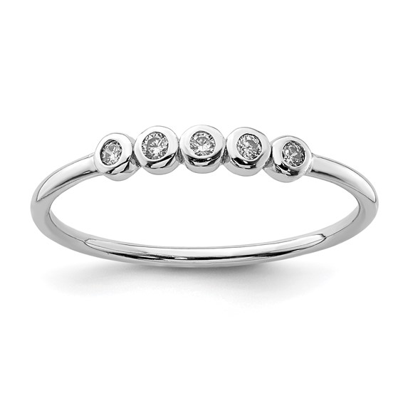 Sterling Silver Rhodium-plated 5-Bezel CZ Ring