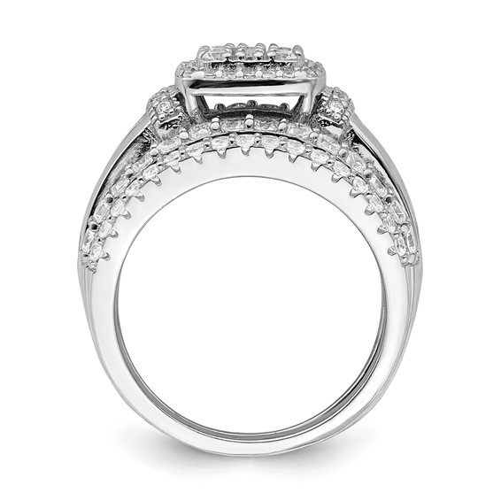 Sterling Silver Rhodium-plated CZ Square Cut 3 Piece Set Ring