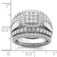 Sterling Silver Rhodium-plated CZ Square Cut 3 Piece Set Ring view 3