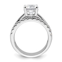 Sterling Silver Rhodium-plated 8mm CZ Solitaire & 2 CZ Bands Set view 2