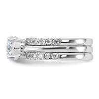 Sterling Silver Rhodium-plated 8mm CZ Solitaire & 2 CZ Bands Set view 3