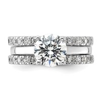 Sterling Silver Rhodium-plated 8mm CZ Solitaire & 2 CZ Bands Set view 5
