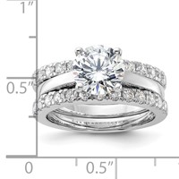 Sterling Silver Rhodium-plated 8mm CZ Solitaire & 2 CZ Bands Set view 4
