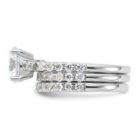 Sterling Silver Rhodium-plated 8mm CZ Ring & 2 CZ Band Set view 3