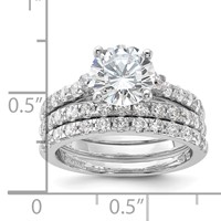 Sterling Silver Rhodium-plated 8mm CZ Ring & 2 CZ Band Set view 4