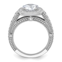 Sterling Silver Rhodium-plated 8mm Center CZ Halo Ring view 2