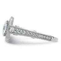 Sterling Silver Rhodium-plated 8mm Center CZ Halo Ring view 3