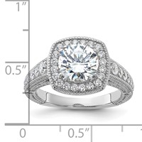 Sterling Silver Rhodium-plated 8mm Center CZ Halo Ring view 5