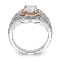 Sterling Silver Rhodium-plated & Rose-tone CZ Ring view 2