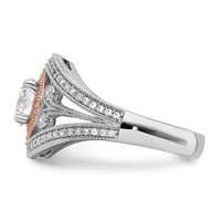 Sterling Silver Rhodium-plated & Rose-tone CZ Ring view 3