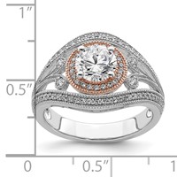 Sterling Silver Rhodium-plated & Rose-tone CZ Ring view 5