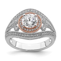 Sterling Silver Rhodium-plated & Rose-tone CZ Ring view 1
