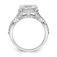 Sterling Silver Rhodium-plated 10x 8 Oval CZ Ring view 2