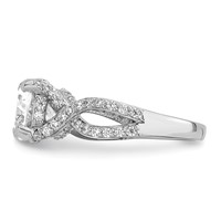 Sterling Silver Rhodium-plated 10x 8 Oval CZ Ring view 3