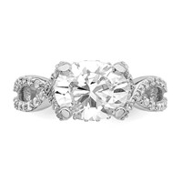 Sterling Silver Rhodium-plated 10x 8 Oval CZ Ring view 4