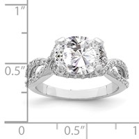Sterling Silver Rhodium-plated 10x 8 Oval CZ Ring view 5