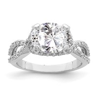 Sterling Silver Rhodium-plated 10x 8 Oval CZ Ring view 1
