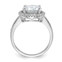 Sterling Silver Rhodium-plated 8mm Center Halo CZ Ring view 2