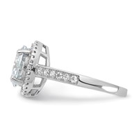 Sterling Silver Rhodium-plated 8mm Center Halo CZ Ring view 3