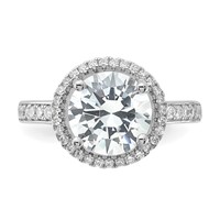 Sterling Silver Rhodium-plated 8mm Center Halo CZ Ring view 4