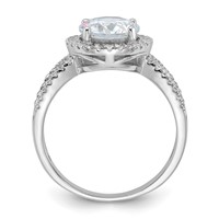 Sterling Silver Rhodium-plated Halo 8mm Center CZ Ring view 2