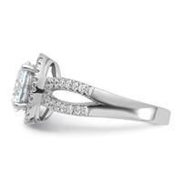 Sterling Silver Rhodium-plated Halo 8mm Center CZ Ring view 3