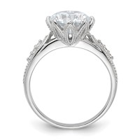 Sterling Silver Rhodium-plated 9mm CZ Ring view 2