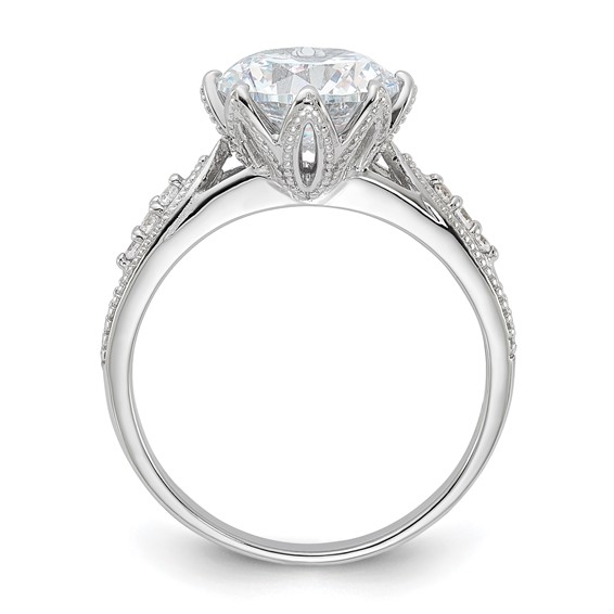 Sterling Silver Rhodium-plated 9mm CZ Ring