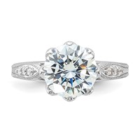 Sterling Silver Rhodium-plated 9mm CZ Ring view 4