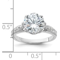 Sterling Silver Rhodium-plated 9mm CZ Ring view 5