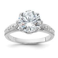 Sterling Silver Rhodium-plated 9mm CZ Ring view 1