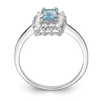 Sterling Silver Rhodium Blue Topaz Ring view 2